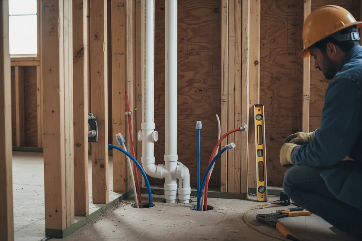 Drain and supply rough-in during Drain Cleaning in Whites Creek