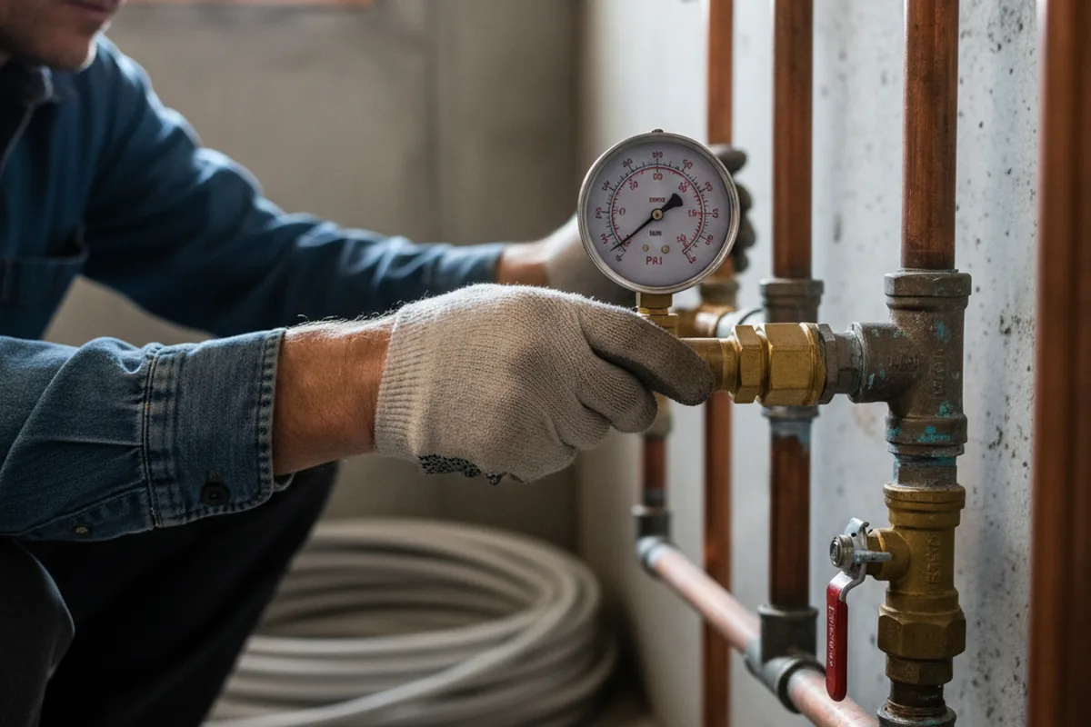 Pressure testing a repaired line during Water Line Repair in Whites Creek